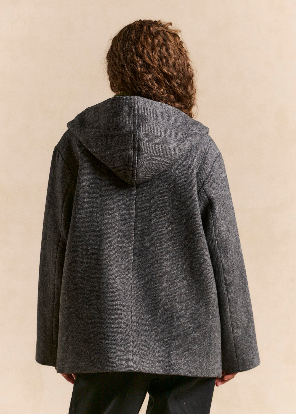 Manteau à capuche en lainage chevron - Sud Express - 3 - Sud Express