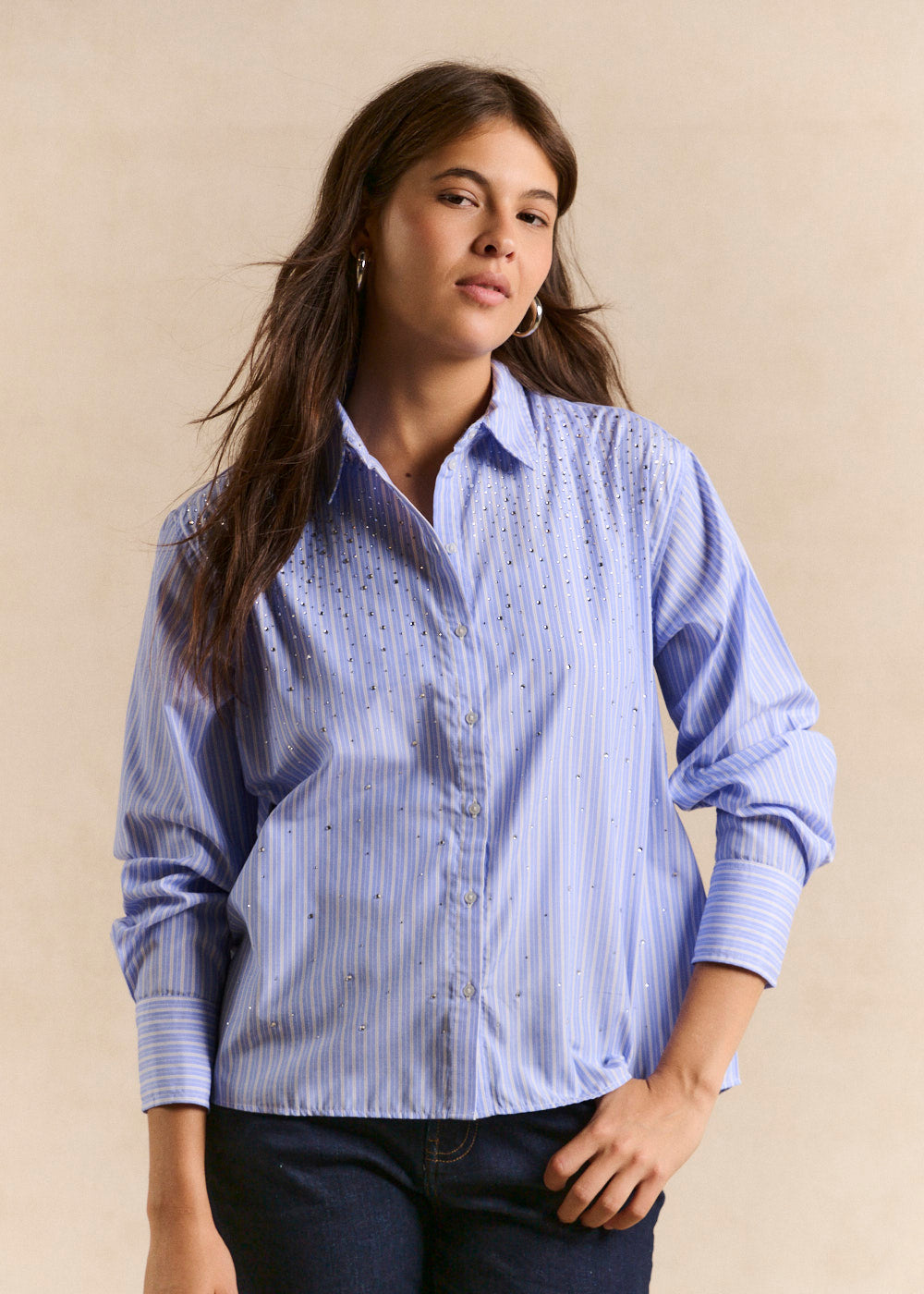 Chemise rayée ornée de strass - Sud Express - 5 - Sud Express