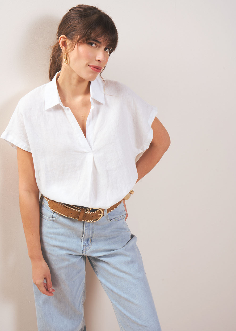Blouse en lin Col V - Sud Express - 5 - Sud Express