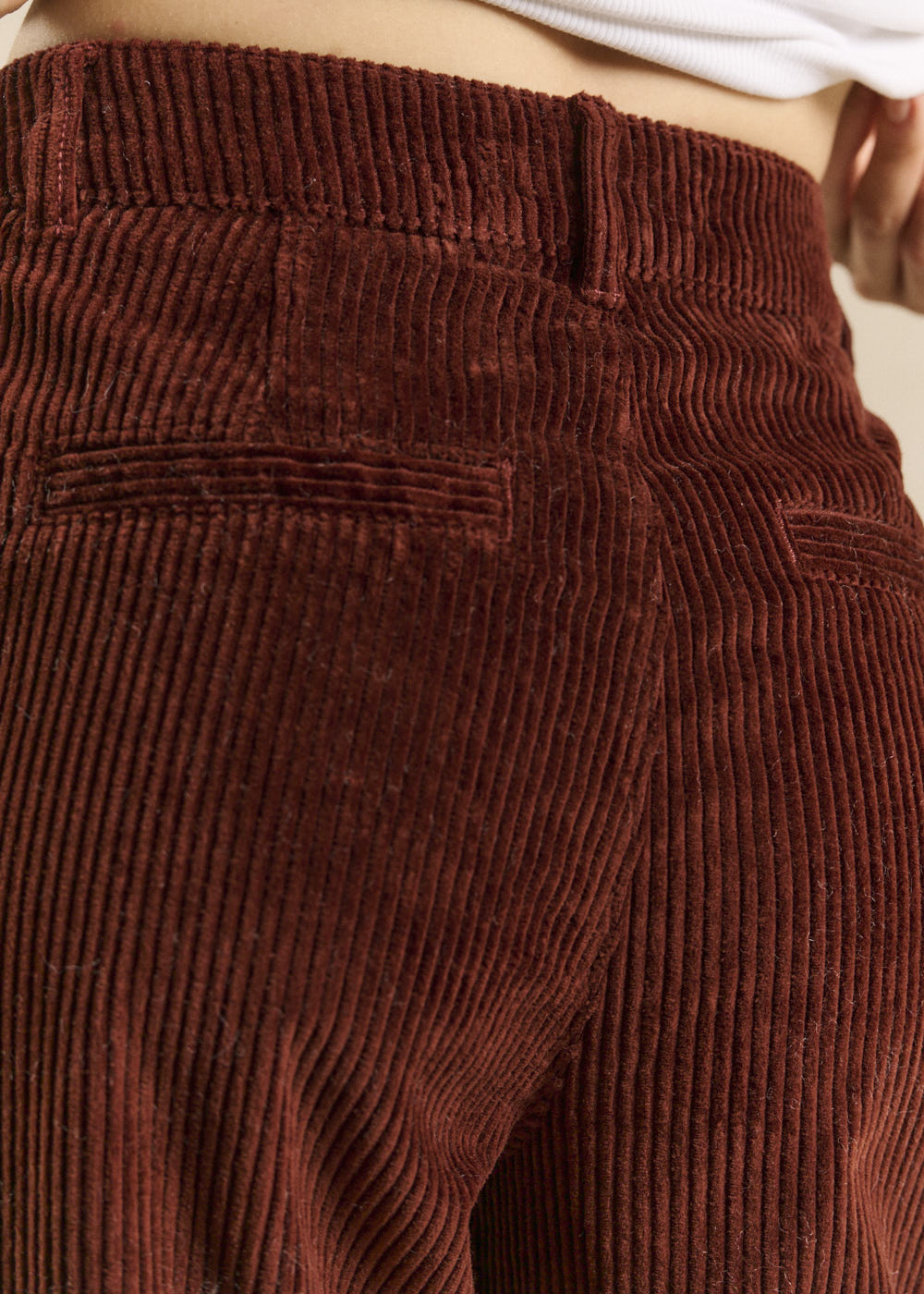 Pantalon large en velours de coton taille haute - Sud Express - 5 - Sud Express