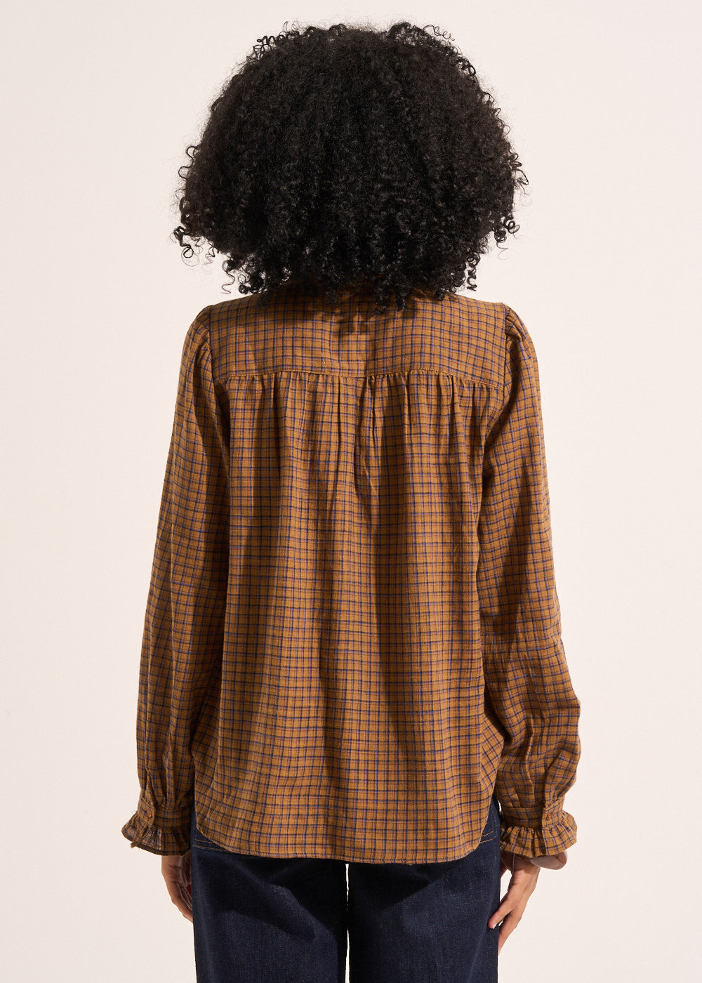 Blouse à carreaux à manches longues et volants - Sud Express - 3 - Sud Express