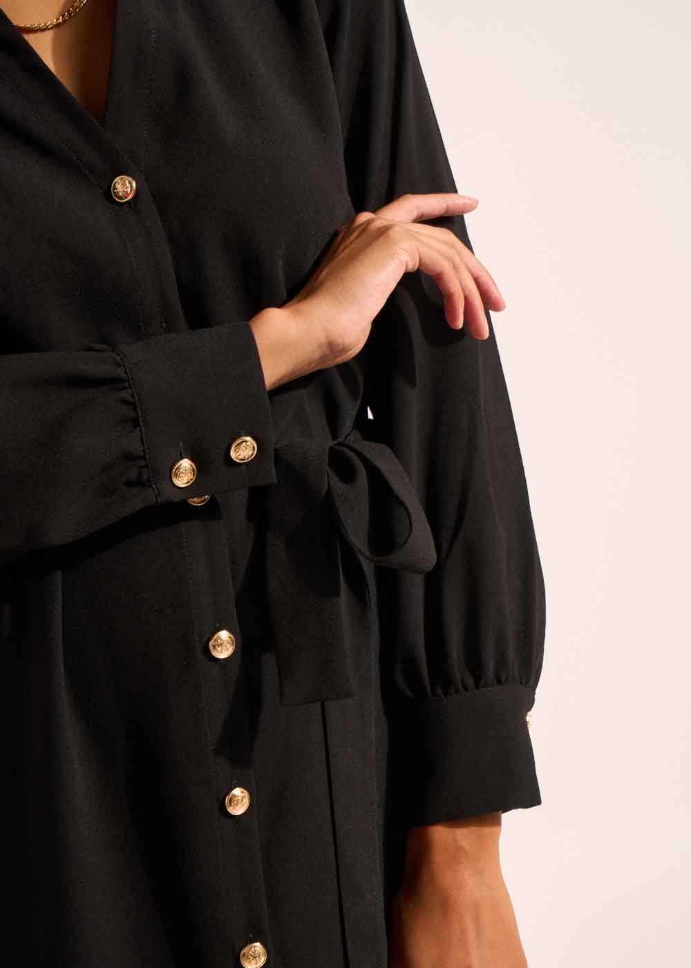 Robe longue à nouer à la taille avec manches longues - Sud Express - 6 - Sud Express