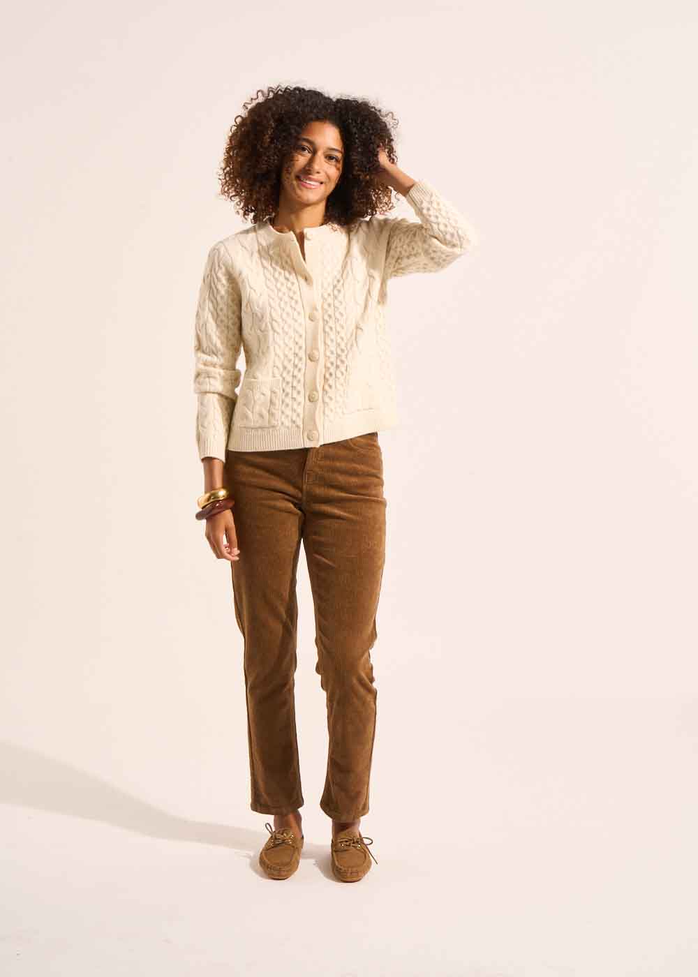 Gilet cardigan torsadé en laine avec poches plaquées - Sud Express - 6 - Sud Express