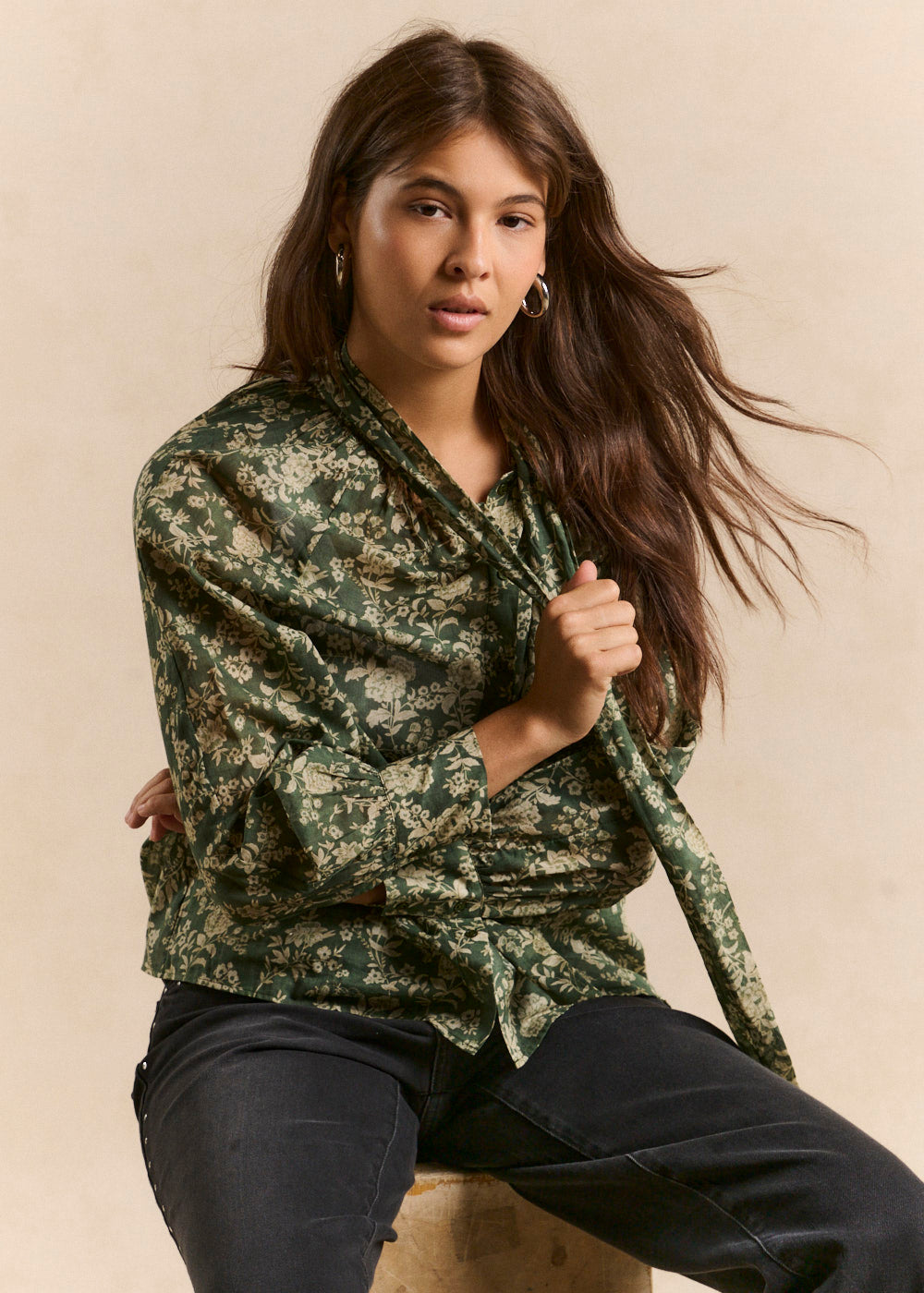 Blouse imprimée fleurie col lavallière - Sud Express - 4 - Sud Express