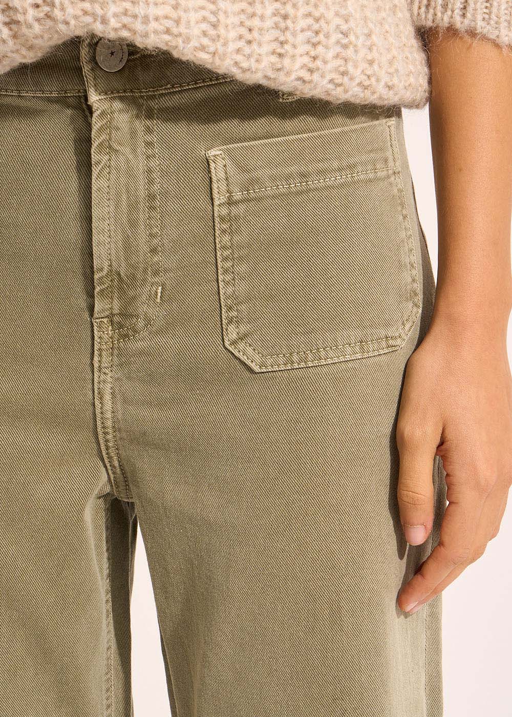 Pantalon coupe large en coton taille haute - Sud Express - 4 - Sud Express