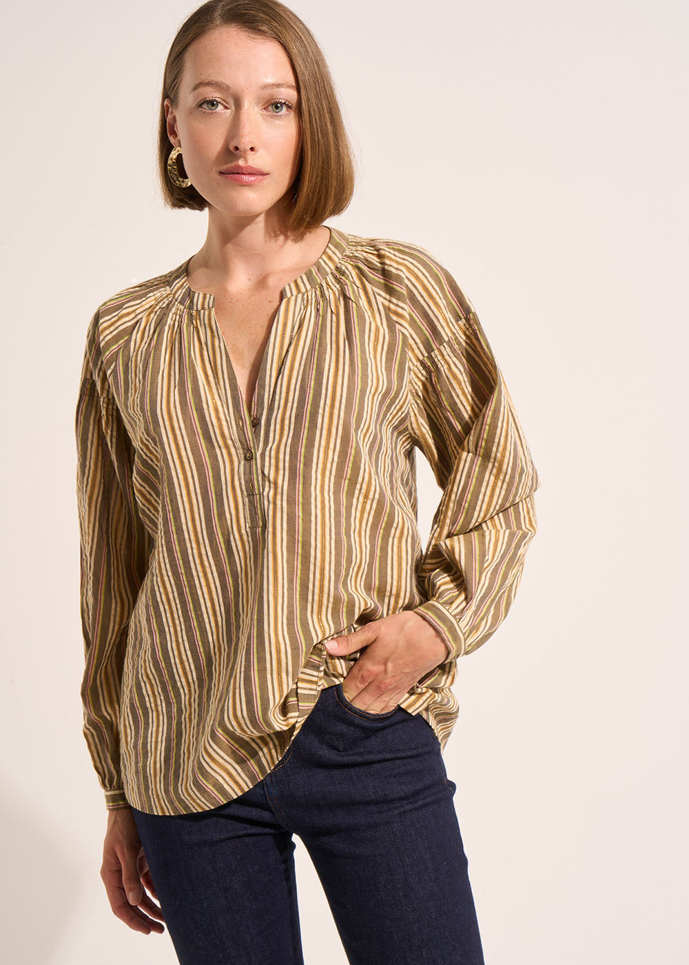 Blouse ample rayée à manches longues - Sud Express - 1 - Sud Express