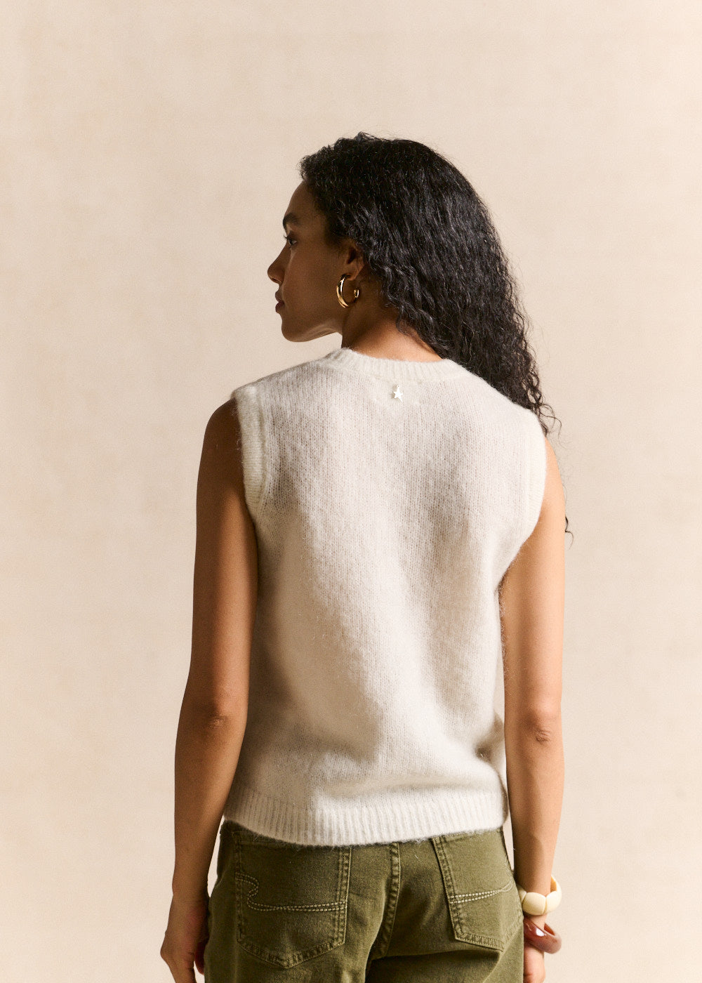 Pull sans manches en maille mohair coupe droite - Sud Express - 3 - Sud Express