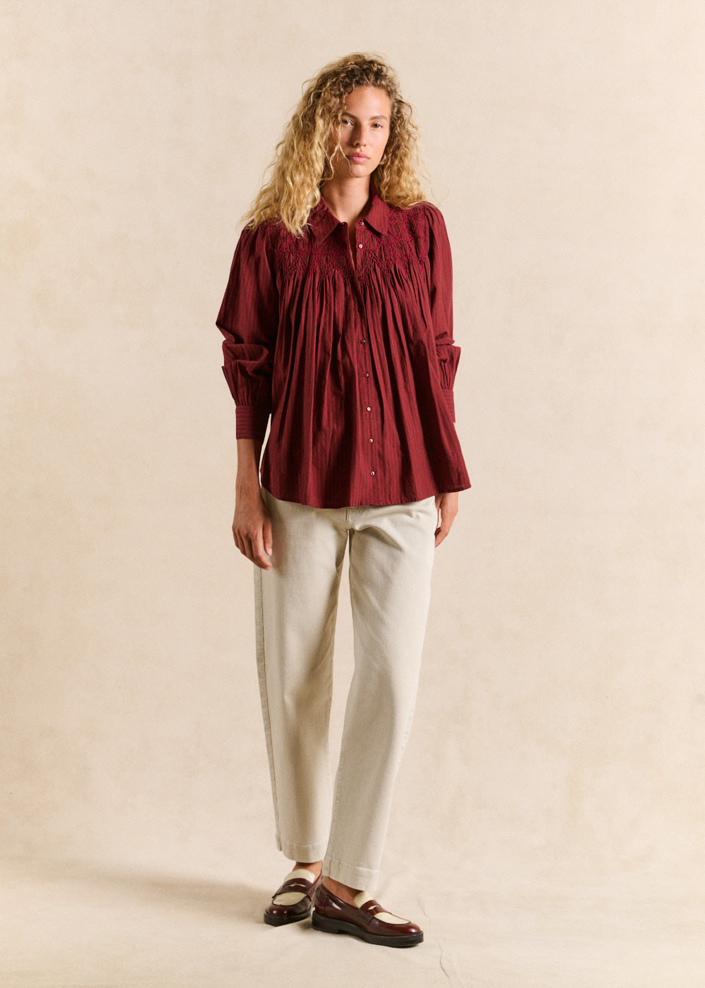 Chemise rayée à smock - Sud Express - 5 - Sud Express