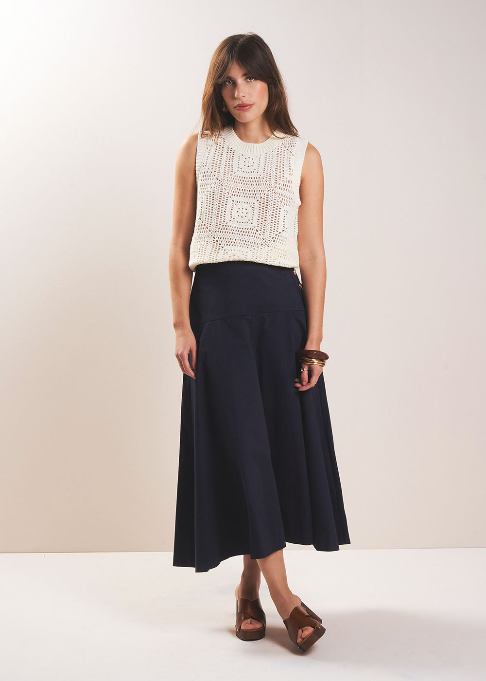 Pull sans manches en maille ajourée esprit patchwork - Sud Express - 5 - Sud Express