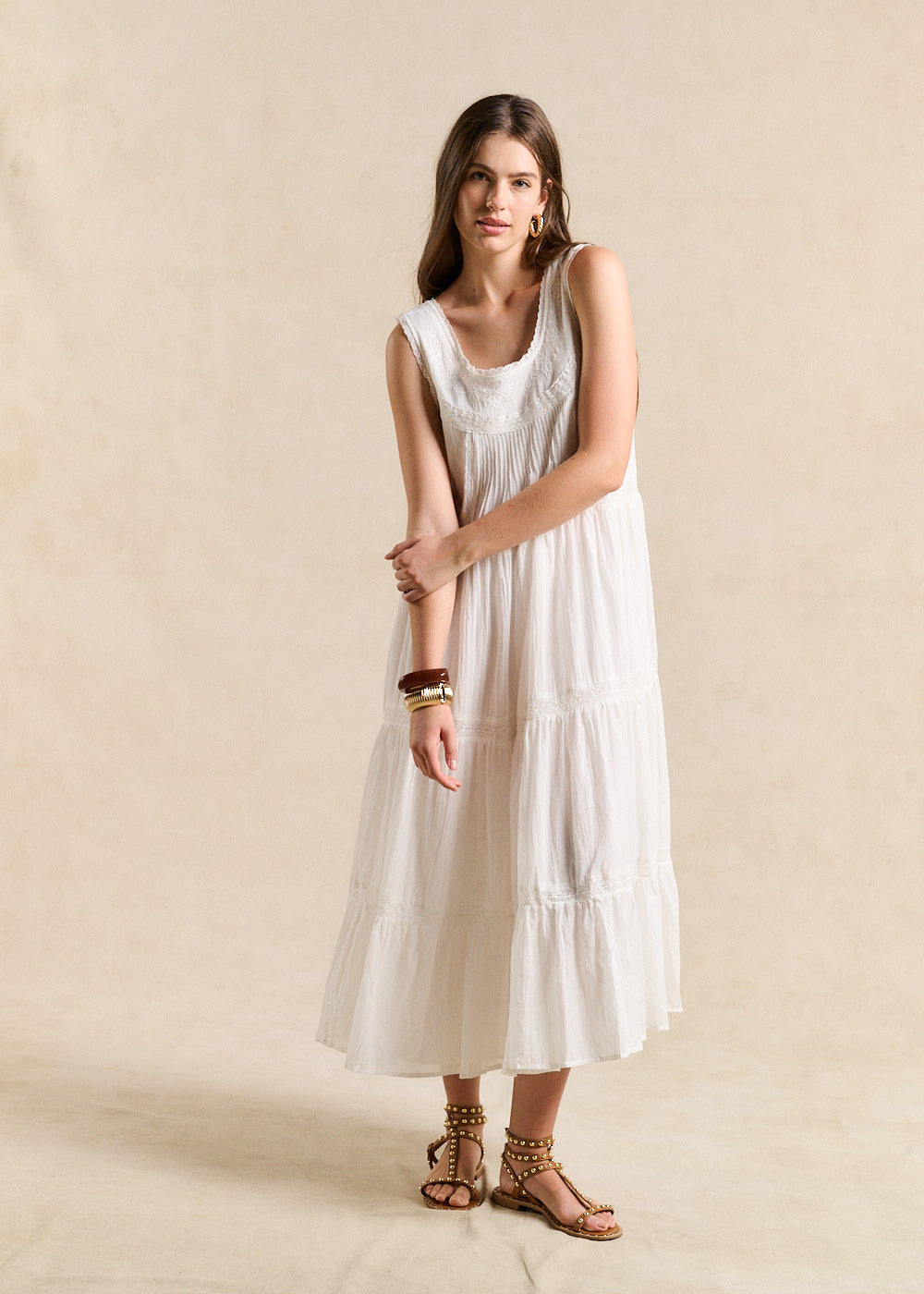 Robe longue brodée en coton - Sud Express - 5 - Sud Express