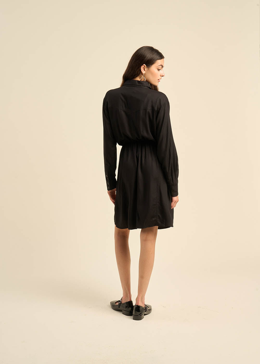 Robe courte chemise à manches longues - Sud Express - 3 - Sud Express