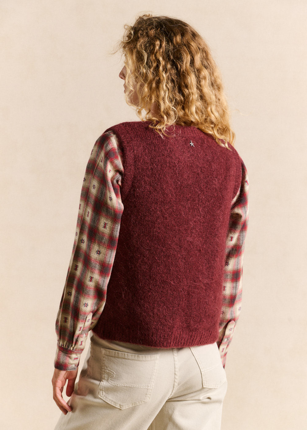 Pull sans manches en maille mohair coupe droite - Sud Express - 3 - Sud Express