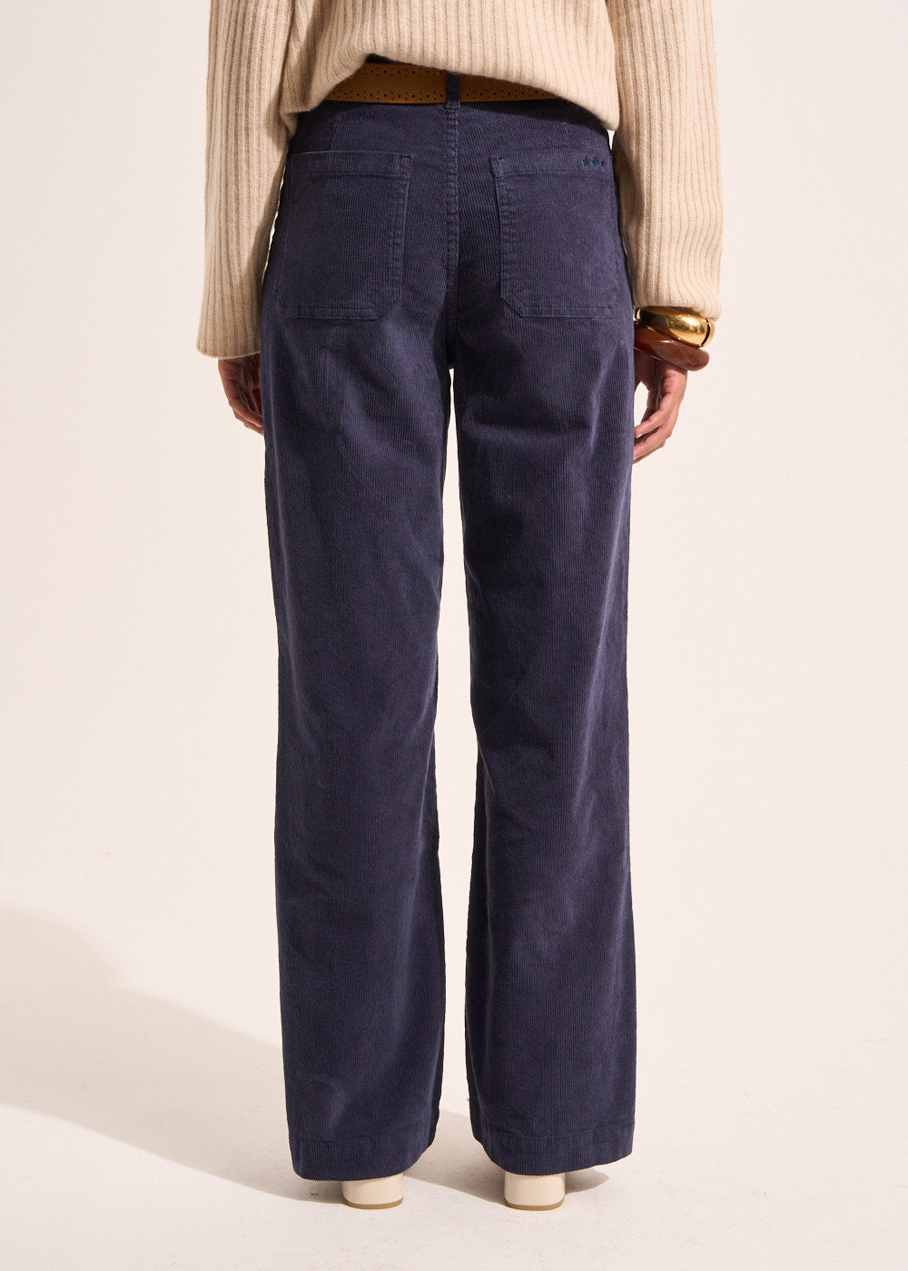 Pantalon large en velours de coton 700 raies taille haute - Sud Express - 3 - Sud Express