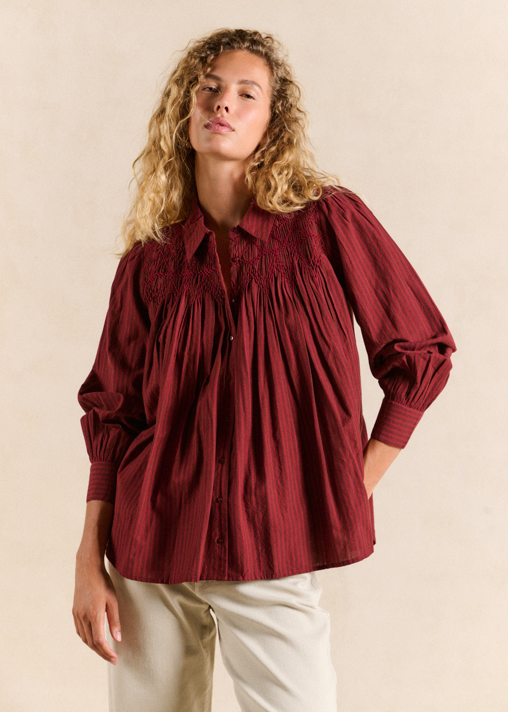 Chemise rayée à smock - Sud Express - 1 - Sud Express