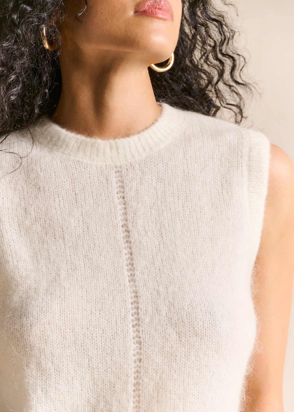 Pull sans manches en maille mohair coupe droite - Sud Express - 2 - Sud Express