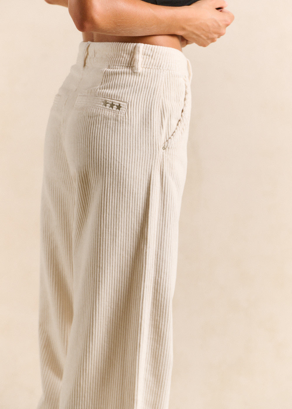 Pantalon large en velours de coton taille haute - Sud Express - 4 - Sud Express