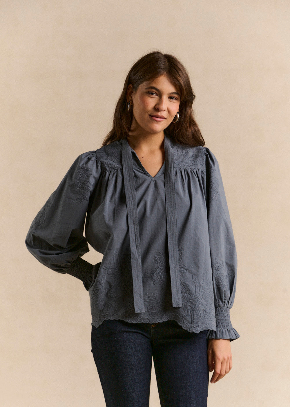 Blouse brodée col tunisien - Sud Express - 2 - Sud Express