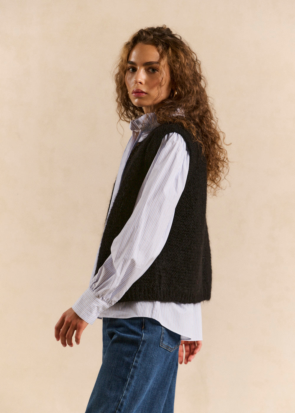 Gilet sans manches en mohair fils métallisés - Sud Express - 4 - Sud Express