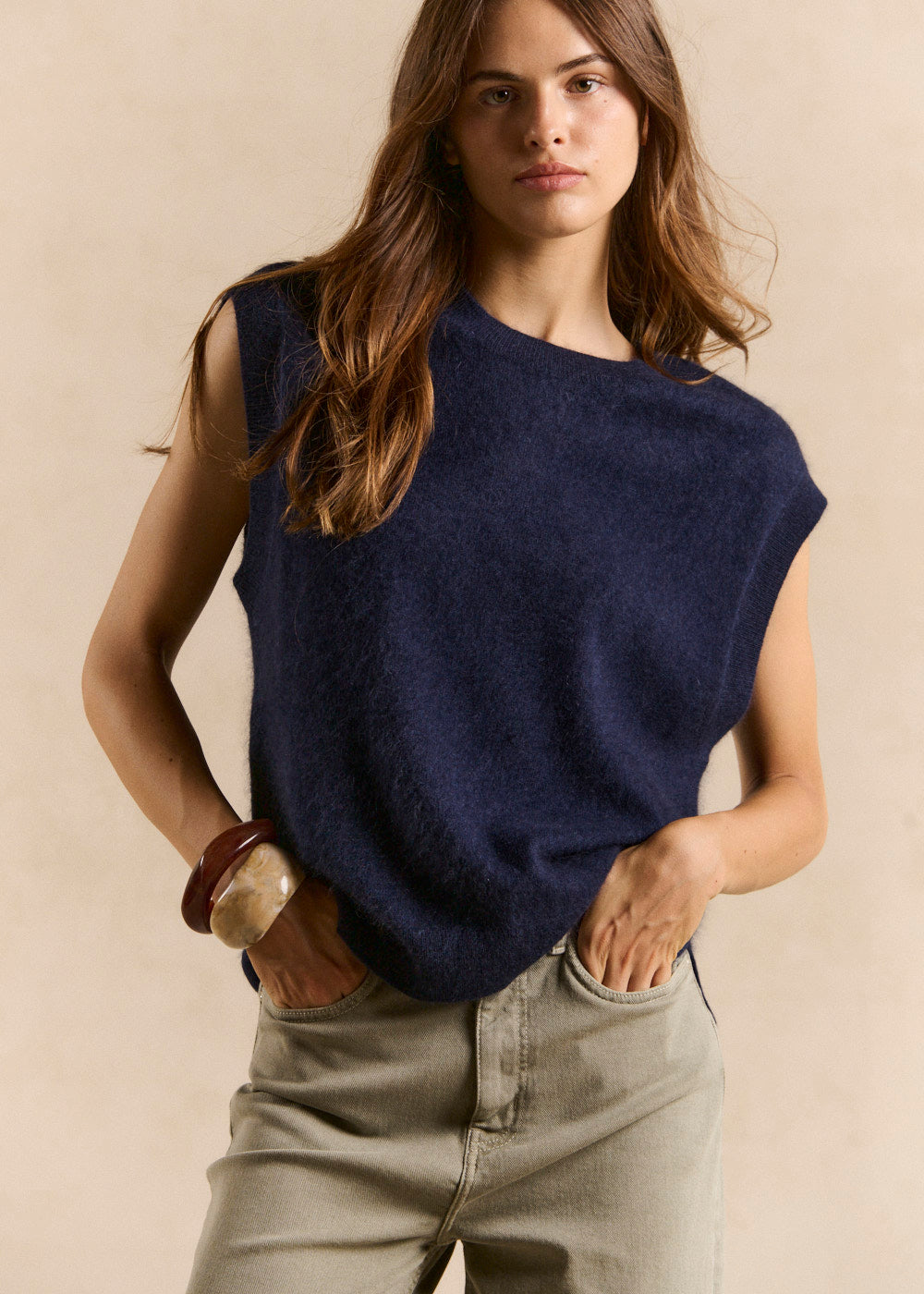 MARTAKA Loose sleeveless sweater in wool and cashmere - 1 - Sud Express - Sud Express