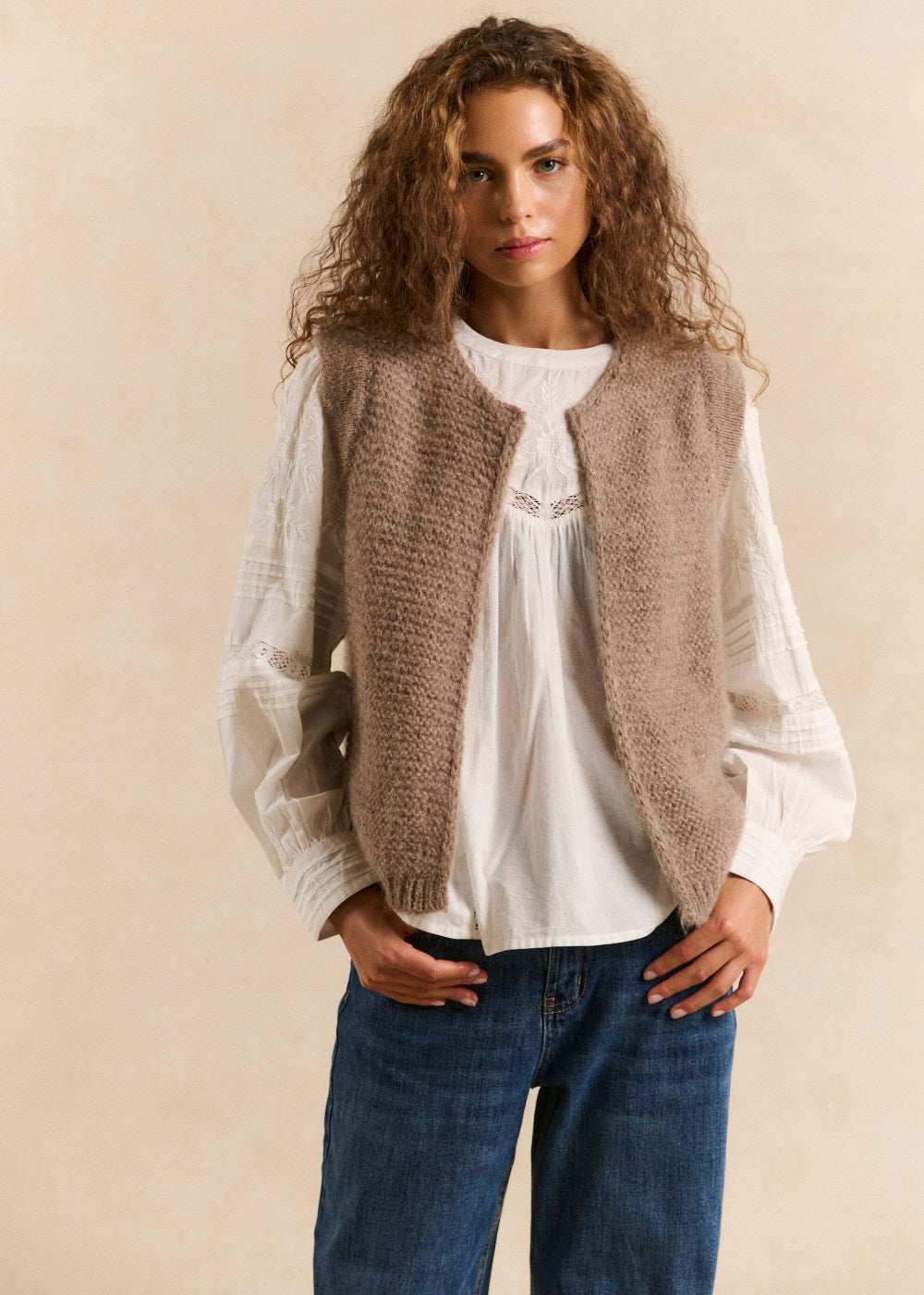 Gilet sans manches en mohair fils métallisés - Sud Express - 5 - Sud Express