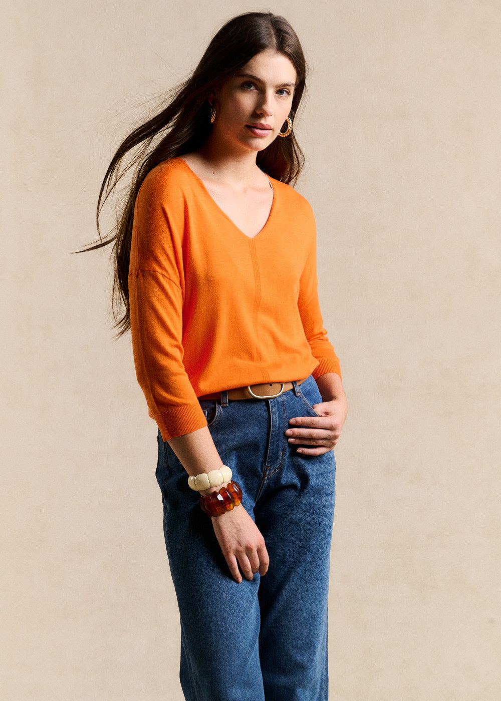Pull col V oversize avec manches mi-longues - Sud Express - 5 - Sud Express