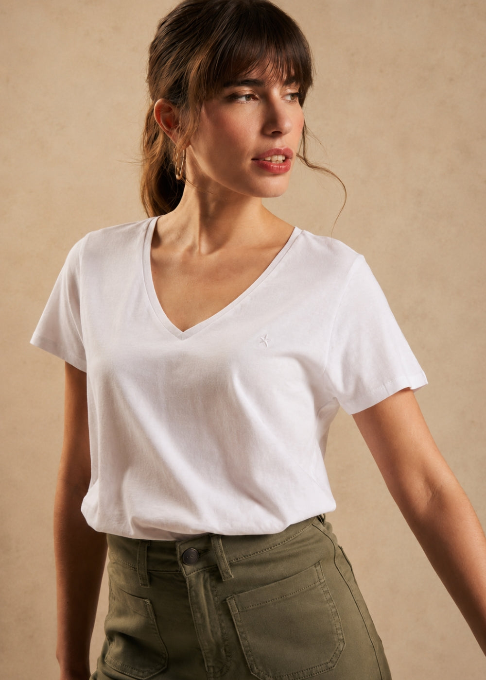 Tee-shirt col V en coton - Sud Express - 1 - Sud Express