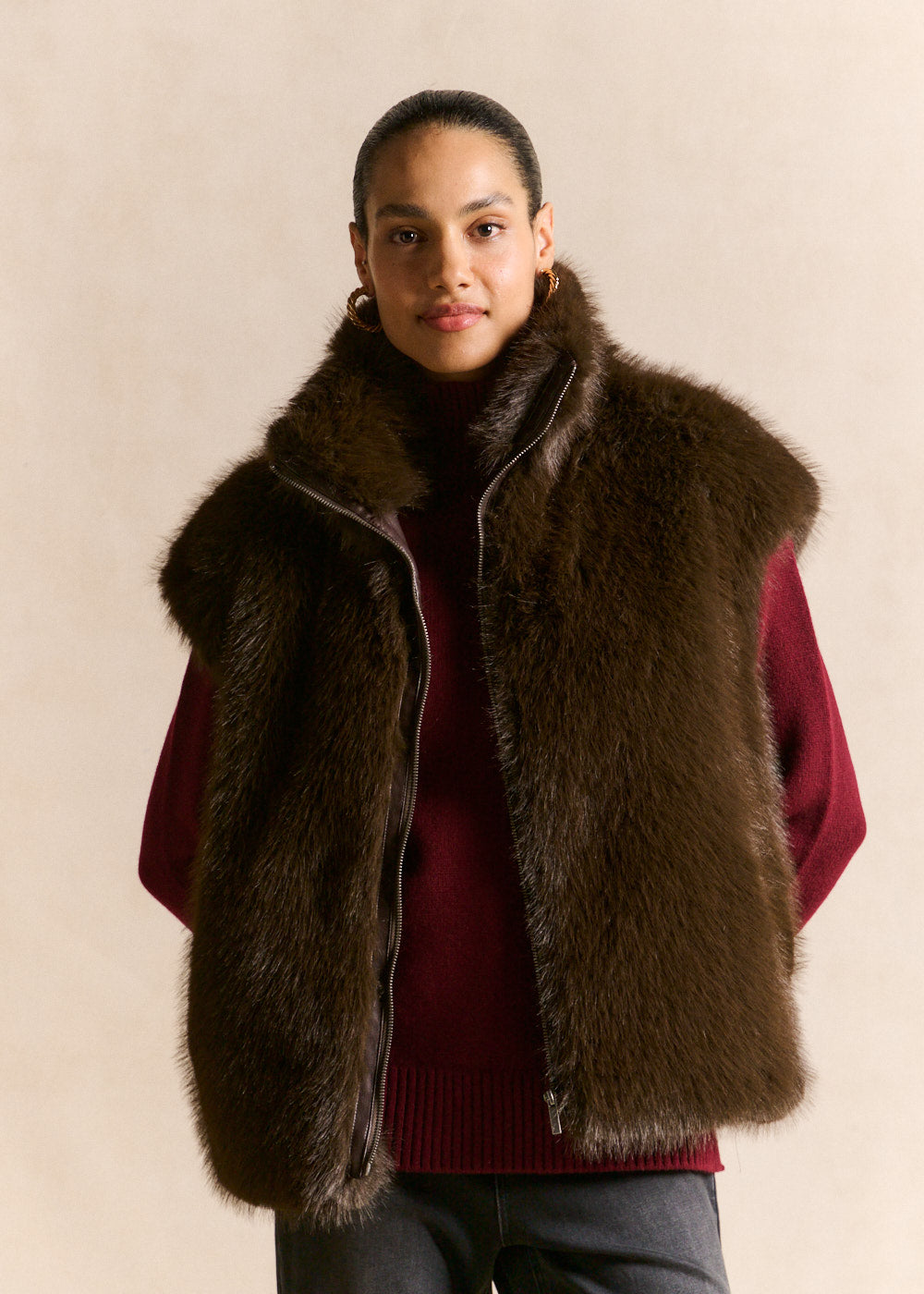 Gilet sans manches effet fourrure poils longs - Sud Express - 1 - Sud Express