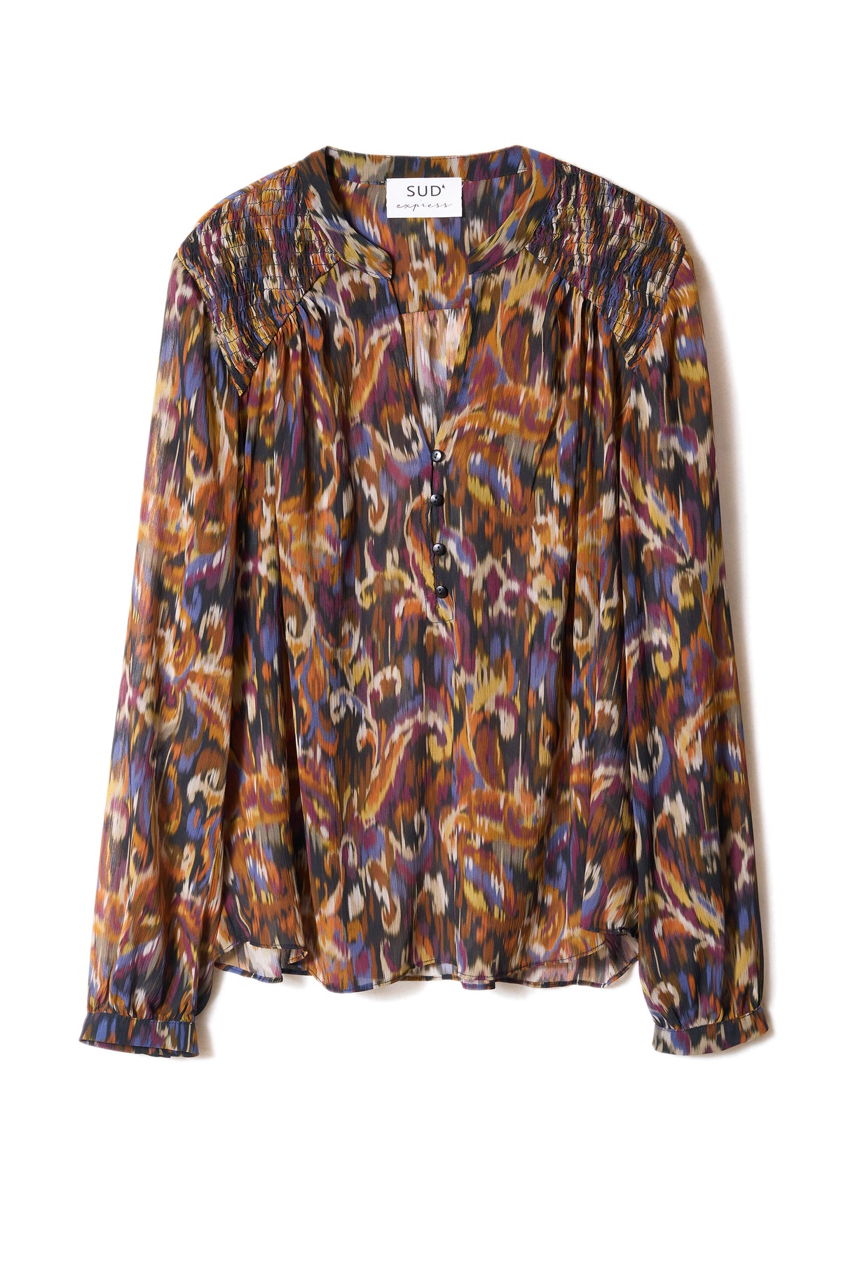 Blouse ample à manches longues imprimé multicolore - Sud Express - 6 - Sud Express