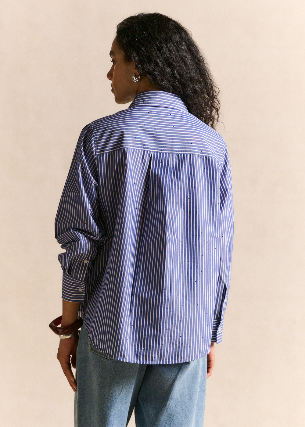 Chemise à rayures oversize détails strass - Sud Express - 3 - Sud Express