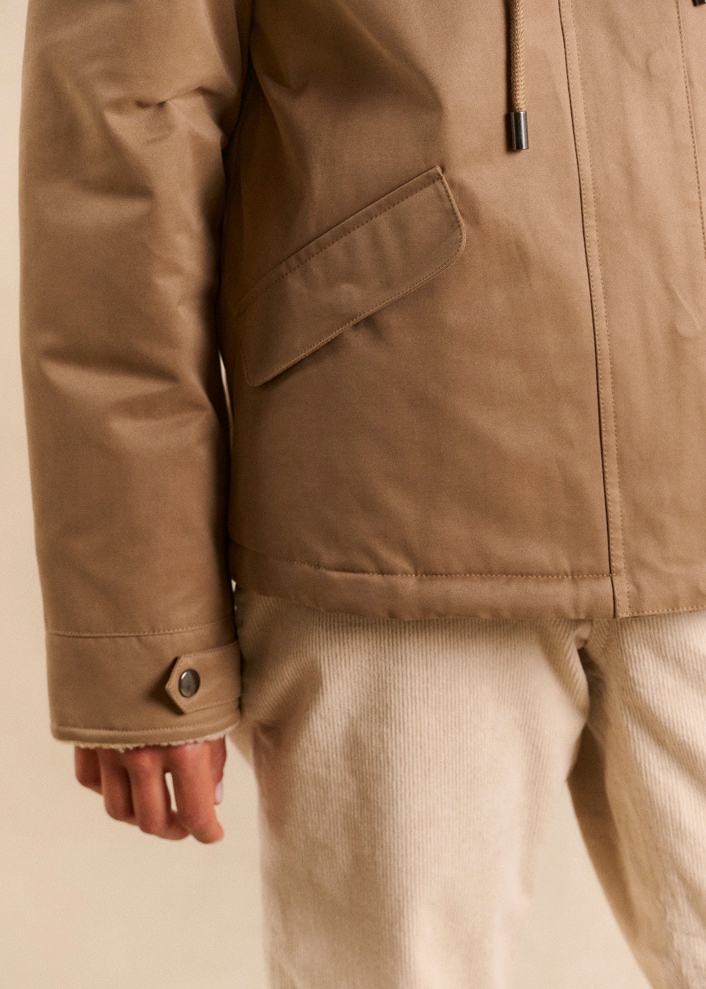 Veste courte déperlante doublée fausse fourrure avec capuche - Sud Express - 4 - Sud Express