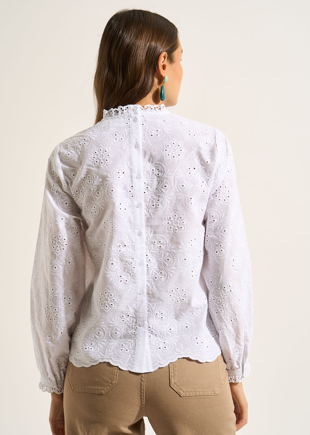 Blouse brodée col montant - Sud Express - 3 - Sud Express