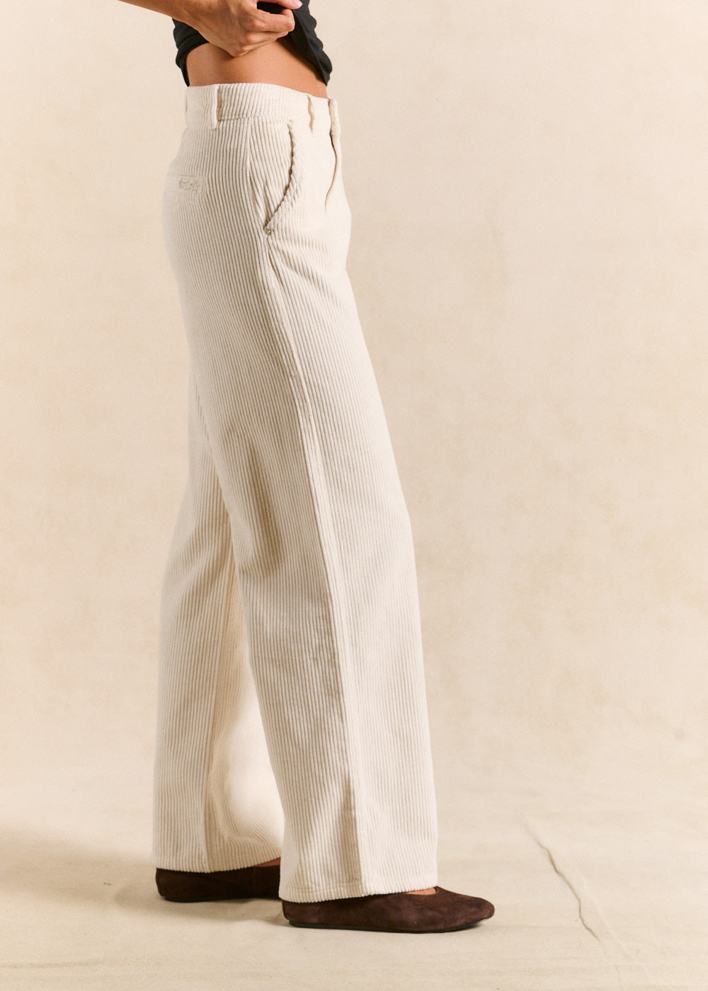 Pantalon large en velours de coton taille haute - Sud Express - 2 - Sud Express