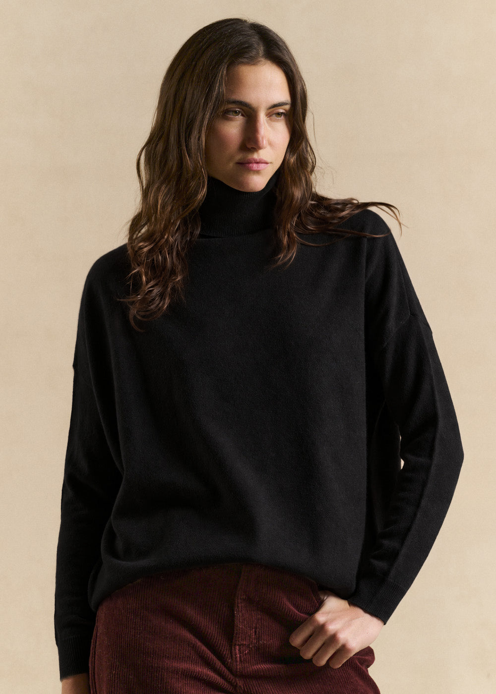 High-neck cashmere pullover, loose fit - Sud Express - 1 - Sud Express