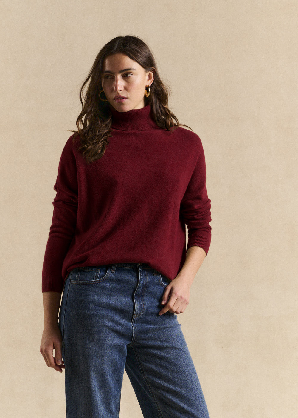Pull cachemire col montant coupe large - Sud Express - 1 - Sud Express
