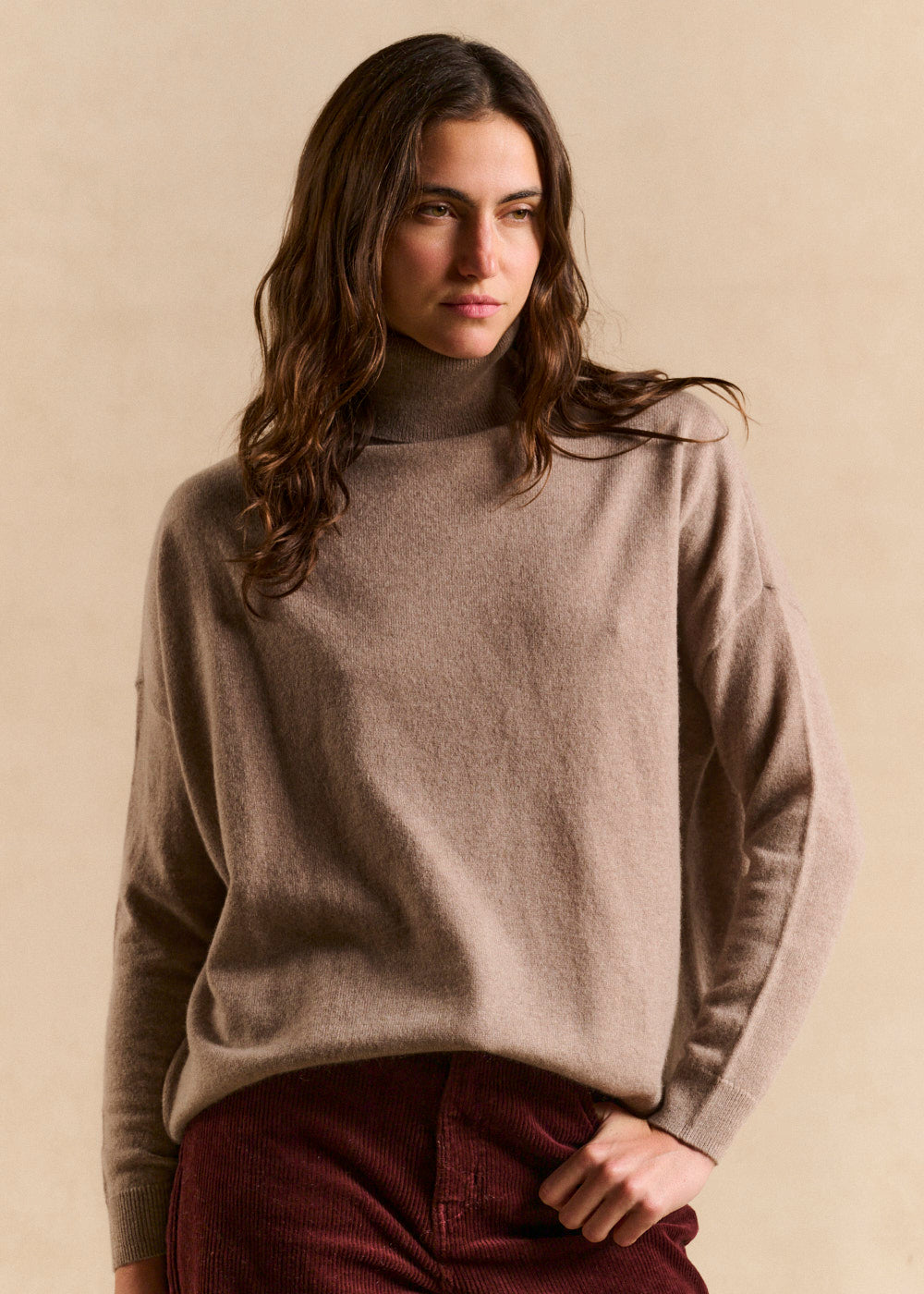 Pull cachemire col montant coupe large - Sud Express - 5 - Sud Express