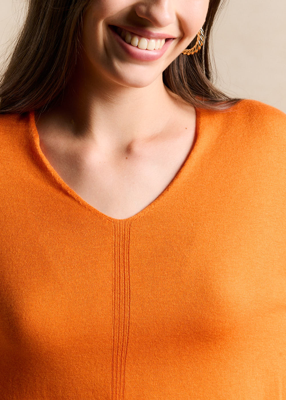Pull col V oversize avec manches mi-longues - Sud Express - 2 - Sud Express