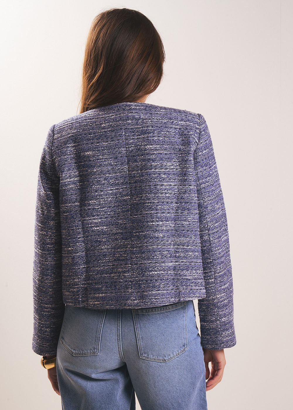Veste courte en tweed à poches plaquées - Sud Express - 3 - Sud Express