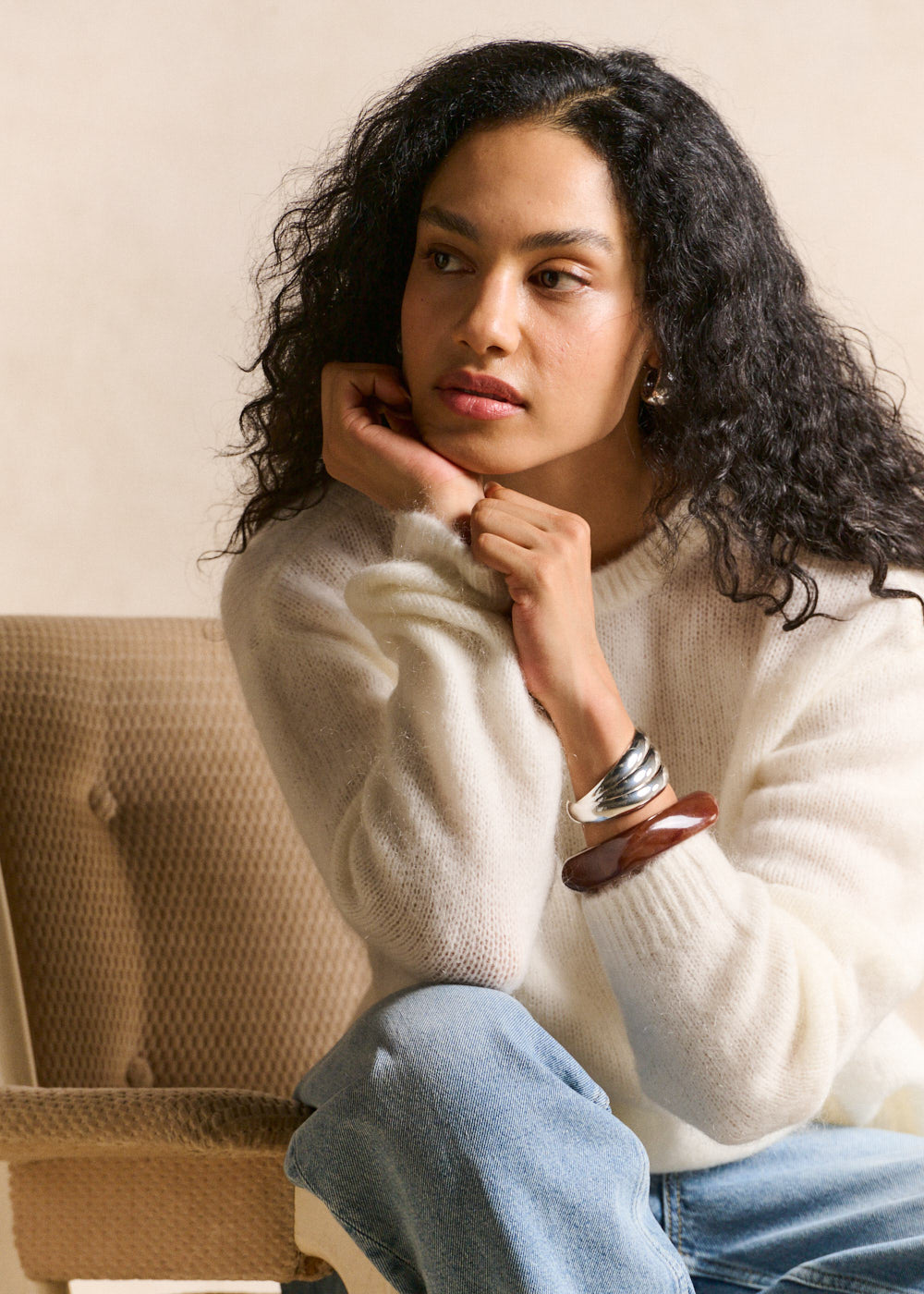 Pull col rond en mohair manches longues - Sud Express - 2 - Sud Express