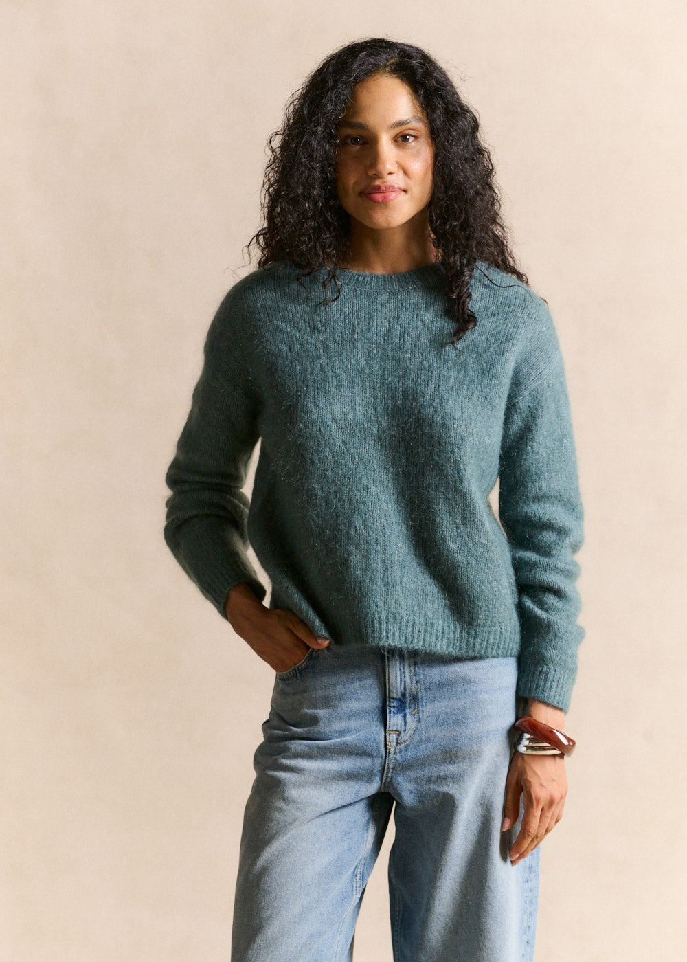 Pull col rond en mohair manches longues - Sud Express - 4 - Sud Express