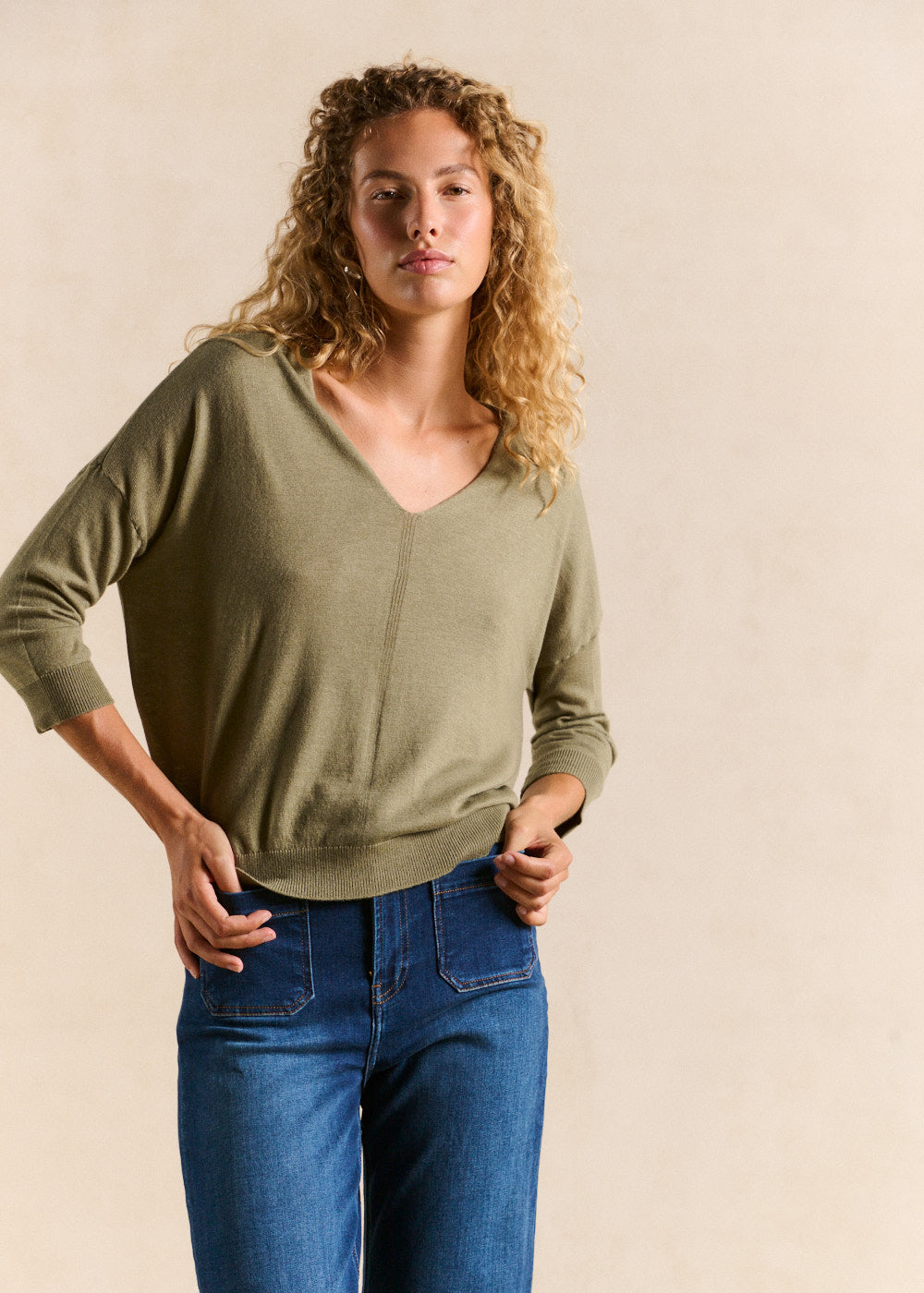 Pull col V oversize avec manches mi-longues - Sud Express - 1 - Sud Express