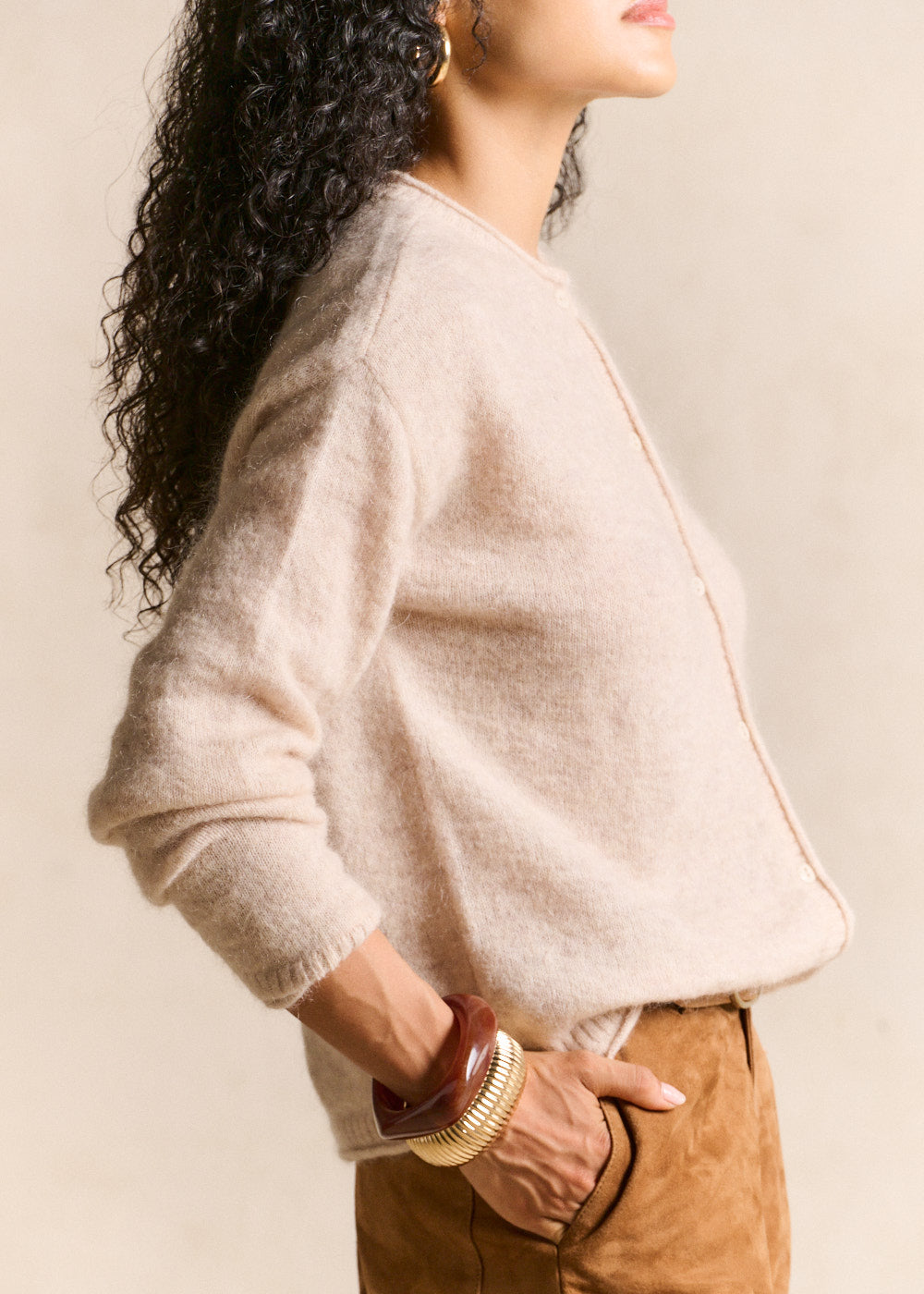 Gilet cardigan en mohair col rond - Sud Express - 5 - Sud Express